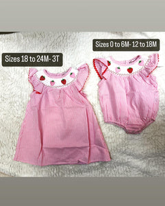 Strawberry Girl Smocked Romper