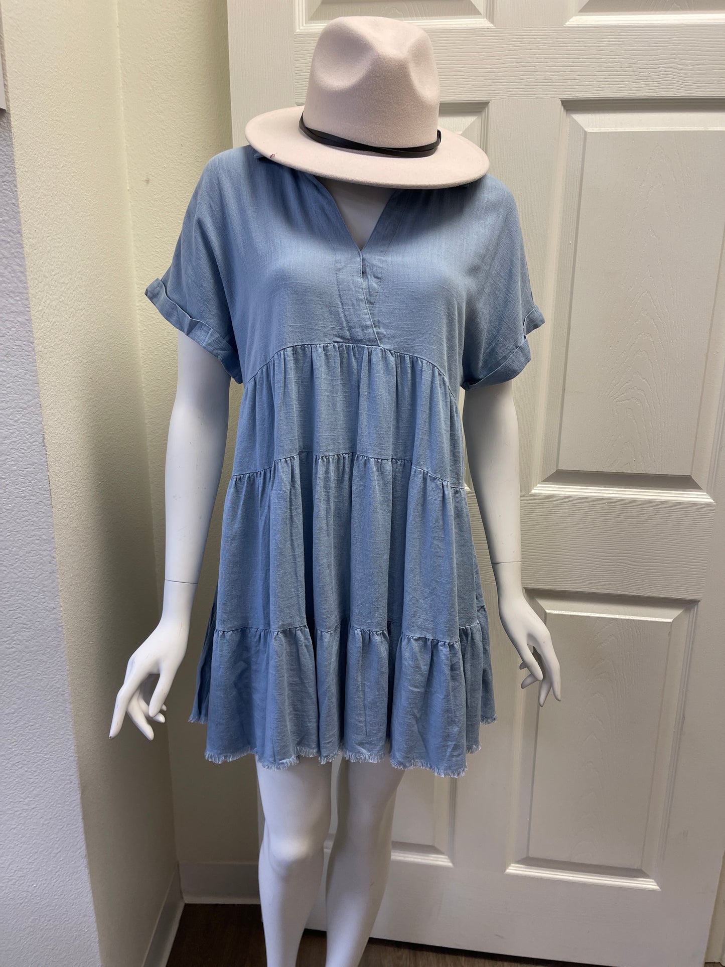 Collared Ruffle Tiered Dress