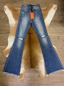 Risen HR Distressed Flare Jeans