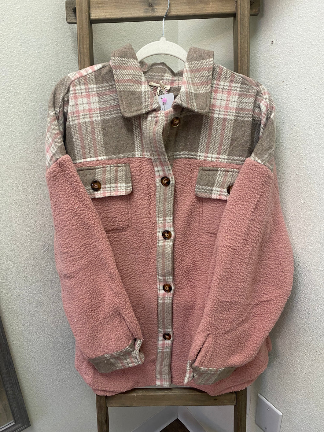 Pretty In Pink Plaid Sherpa Jacket