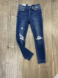 Vervet Mid Rise Distressed Frayed Hem